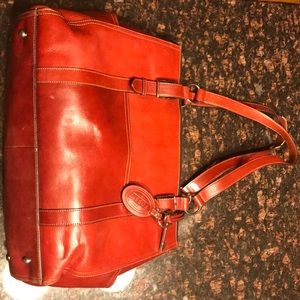 Fossil Dark Red Leather Laptop Case